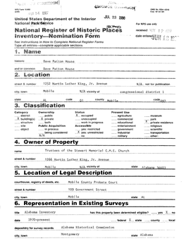 5. Location of Legal Description 6. Representation in Existing Surveys