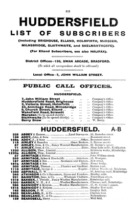 HUDD'edrsfield LIST of SUBSCRIBERS