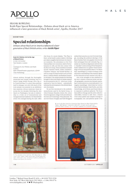 Keith Piper Special Relationships - Debates About Black Art in America Influenced a Later Generation of Black British Artist’, Apollo, October 2017