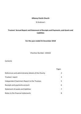 Killaney Parish Church St Andrew's Trustees' Annual Report And