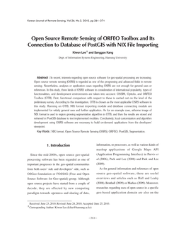 Open Source Remote Sensing of ORFEO Toolbox and Its Connection to Database of Postgis with NIX File Importing