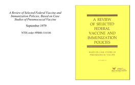 A Review of Selected Federal Vaccine and Immunization Policies, Based on Case Studies of Pneumococcal Vaccine