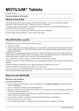MOTILIUM Tablets Domperidone Base