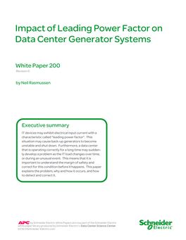 Impact of Leading Power Factor on Data Center Generator Systems