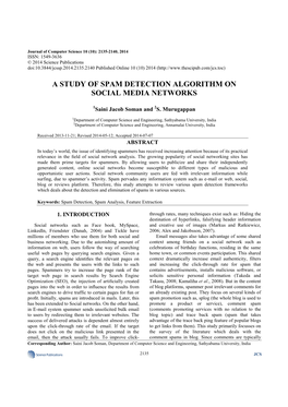 A Study of Spam Detection Algorithm on Social Media Networks