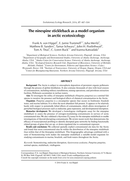 The Ninespine Stickleback As a Model Organism in Arctic Ecotoxicology