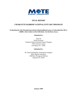 Final Report Charlotte Harbor National Estuary