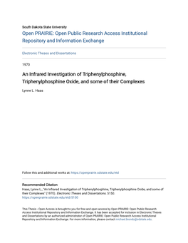 An Infrared Investigation of Triphenylphosphine, Triphenylphosphine Oxide, and Some of Their Complexes