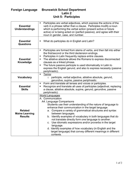 Unit 5: Participles