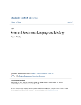 Scots and Scotticisms: Language and Ideology Richard W