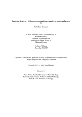 Exploring the Drivers of Xanthomonas Population Dynamics on Tomato and Pepper By