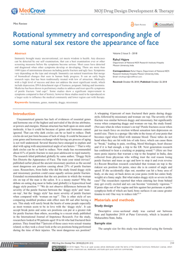 Rotational Symmetry and Corresponding Angle of Some Natural Sex Restore the Appearance of Face