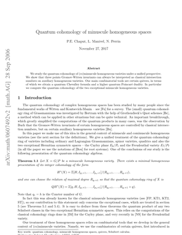 Quantum Cohomology of Minuscule Homogeneous Spaces II Hidden Symmetries, in Preparation