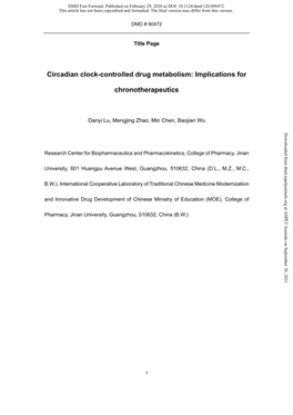 Circadian Clock-Controlled Drug Metabolism: Implications For