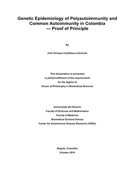 Genetic Epidemiology of Polyautoimmunity and Common Autoimmunity in Colombia — Proof of Principle