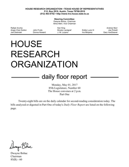 House Research Organization • Texas House of Representatives P.O