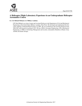 A Helicopter Flight Laboratory Experience in an Undergraduate Helicopter Aeronautics Course