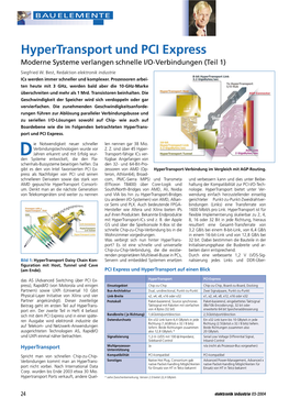 Hypertransport Und PCI Express Moderne Systeme Verlangen Schnelle I/O-Verbindungen (Teil 1)