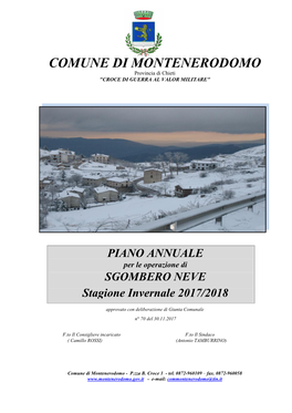 SGOMBERO NEVE Stagione Invernale 2017/2018