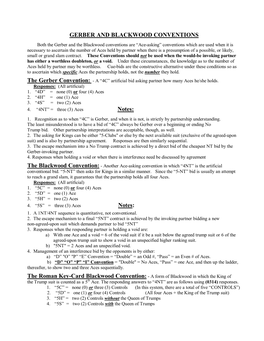 GERBER and BLACKWOOD CONVENTIONS Notes: Notes