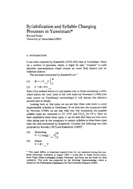 Syllabification and Syllable Changing Rules in Yawelmani