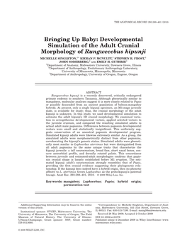 Bringing up Baby: Developmental Simulation of the Adult Cranial Morphology of Rungwecebus Kipunji