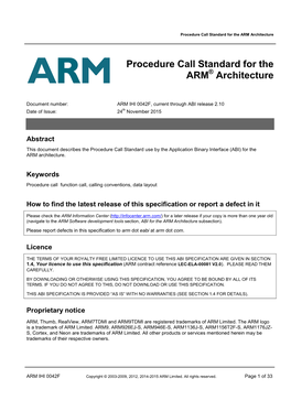 Procedure Call Standard for the ARM Architecture