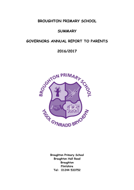 Broughton Primary School Summary Governors Annual Report to Parents
