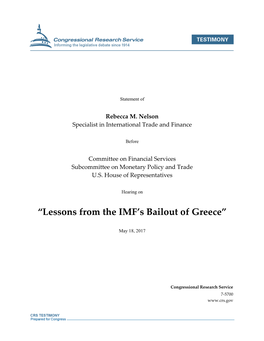 “Lessons from the IMF's Bailout of Greece”