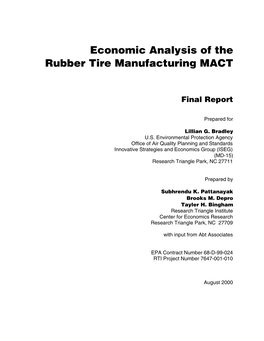 Economic Analysis of the Rubber Tire Manufacturing MACT