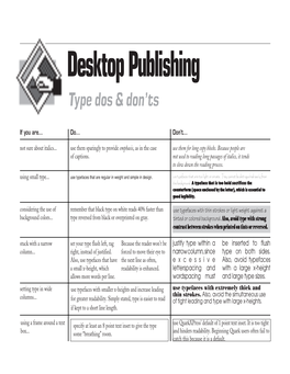 Desktop Publishing Type Dos & Don’Ts