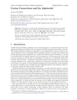 Cartan Connections and Lie Algebroids*