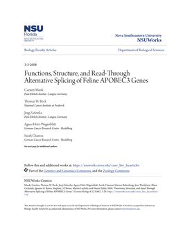 Functions, Structure, and Read-Through Alternative Splicing of Feline APOBEC3 Genes Carsten Munk Paul-Ehrlich-Institut - Langen, Germany