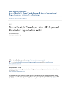 Natural Sunlight Photodegradation of Halogenated Disinfection Byproducts in Water Ibrahim Abusallout South Dakota State University