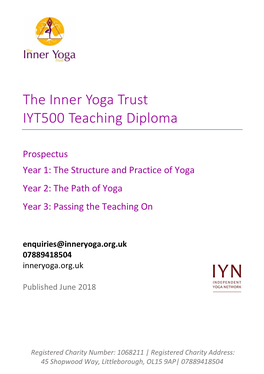 The Inner Yoga Trust IYT500 Teaching Diploma