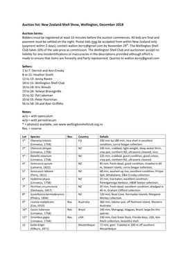 Auction List: New Zealand Shell Show, Wellington, December 2018