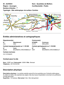 Entités Administratives Et Cartographiques Description Physique