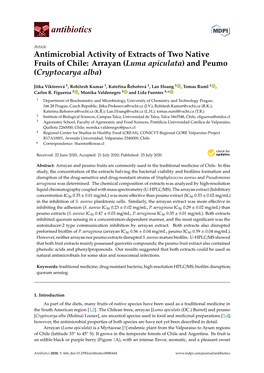 Antimicrobial Activity of Extracts of Two Native Fruits of Chile: Arrayan (Luma Apiculata) and Peumo (Cryptocarya Alba)