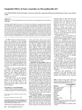 Fungicidal Effects of Some Acaricides on Mycosphaerella Citri