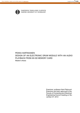 DESIGN of an ELECTRONIC DRUM MODULE with an AUDIO PLAYBACK from an SD MEMORY CARD Master’S Thesis