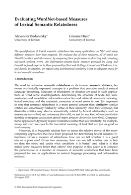 Evaluating Wordnet-Based Measures of Lexical Semantic Relatedness