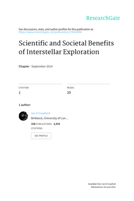Scientific and Societal Benefits of Interstellar Exploration