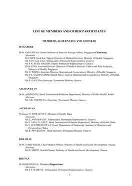 List of Members and Other Participants