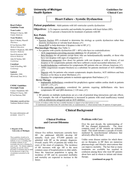 Heart Failure - Systolic Dysfunction