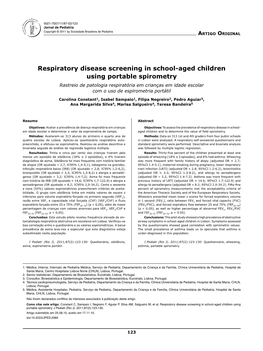 Respiratory Disease Screening in School-Aged Children Using Portable Spirometry