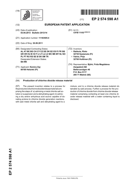 Production of Chlorine Dioxide Release Material