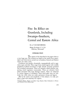 Fire: Its Effect on Grasslands, Including Swamps-Southern, Central and Eastern Africa