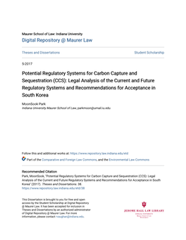 Potential Regulatory Systems for Carbon Capture and Sequestration