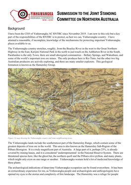 SUBMISSION to the JOINT STANDING COMMITTEE on NORTHERN AUSTRALIA Background I Have Been the CEO of Yinhawangka AC RNTBC Since November 2019