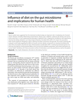 Influence of Diet on the Gut Microbiome and Implications for Human Health